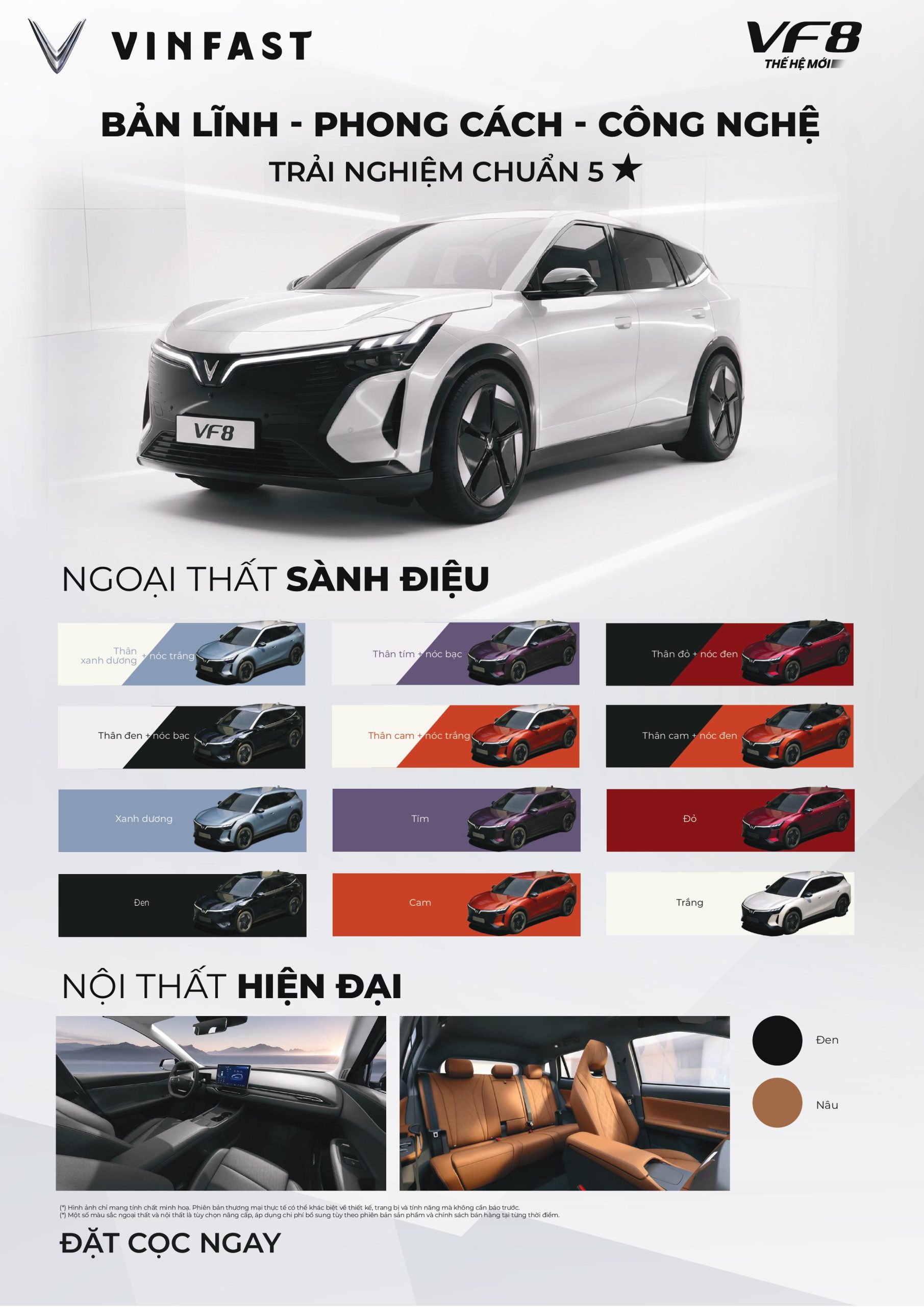 VinFast VF 8 cung cấp nhiều tùy chọn màu sắc giúp người dùng dễ dàng lựa chọn theo sở thích cá nhân.